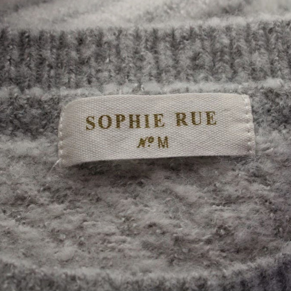 SOPHIE RUE Crewneck Sweater Thick Stripes in Gray and White Size Medium - Picture 5 of 6